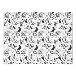 Black & White Paisley Pattern –Elegant Textile Art Photo Print