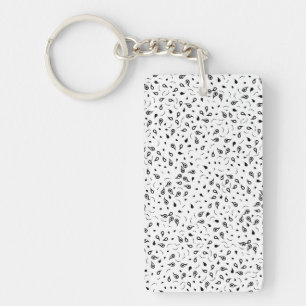 Black & White Paisley Print Key Ring