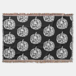 Black & White Paisley Pumpkin Fleece Blanket