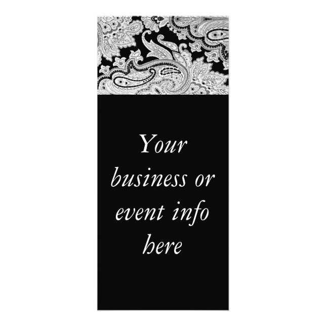 Black & White Paisley Rack Card Invitations (Front)