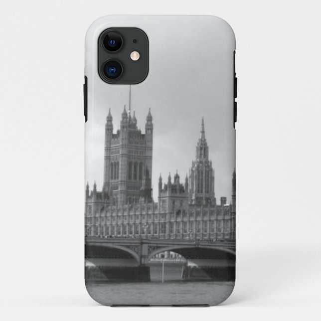 Black White Palace of Westminster Case-Mate iPhone Case (Back)