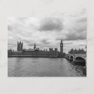 Black & White Palace of Westminster London Travel Postcard