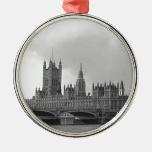 Black White Palace of Westminster Metal Tree Decoration