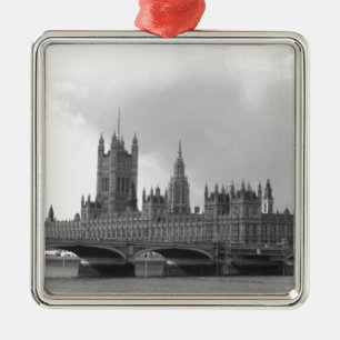 Black White Palace of Westminster Metal Tree Decoration