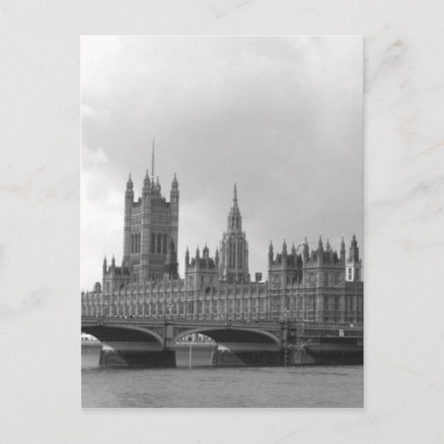 Black & White Palace of Westminster Postcard (Front)