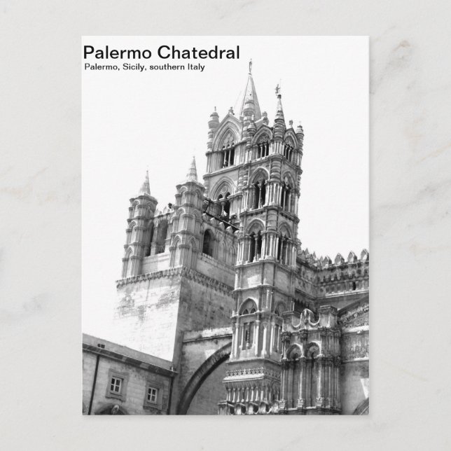 Black & White Palermo Chatedral Postcard (Front)