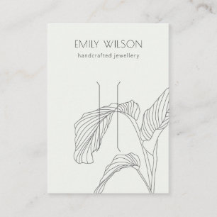 Black White Palm Leafy Sketch Hair Clip Display Business Card