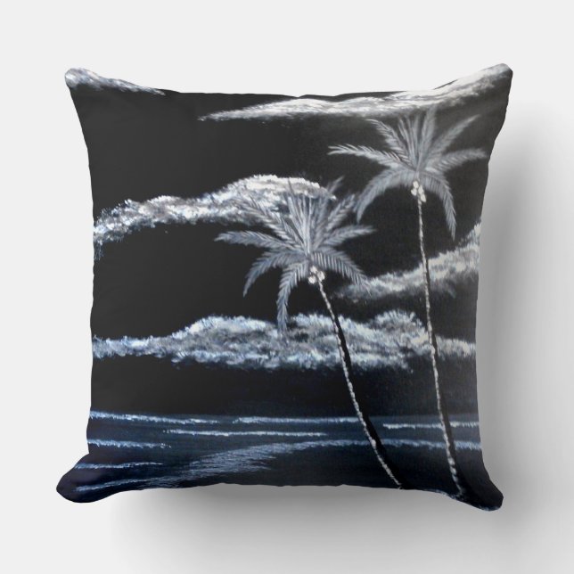 Black & White Palm Trees Cushion (Front)