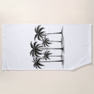 Black & White Palm Trees Graphic T-Shirt for Men W Beach Towel