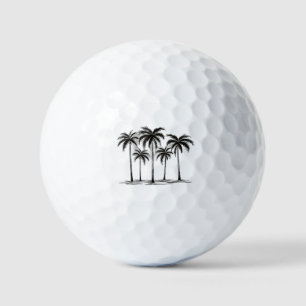 Black & White Palm Trees Graphic T-Shirt for Men W Golf Balls