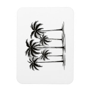 Black & White Palm Trees Graphic T-Shirt for Men W Magnet