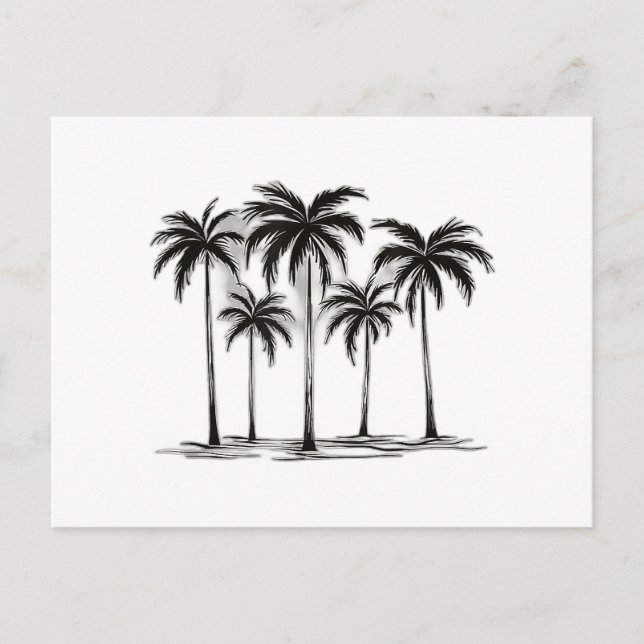 Black & White Palm Trees Graphic T-Shirt for Men W Postcard (Front)