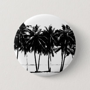 Black White Palm Trees Silhouette 6 Cm Round Badge
