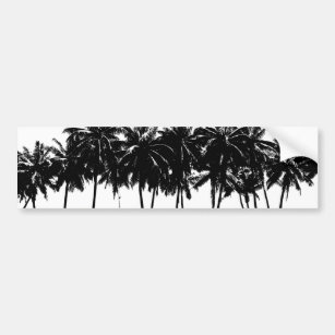 Black White Palm Trees Silhouette Bumper Sticker