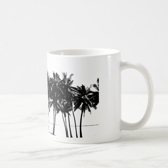 Black White Palm Trees Silhouette Coffee Mug (Right)