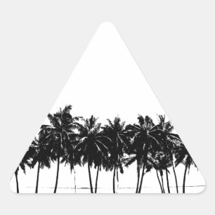 Black White Palm Trees Silhouette Triangle Sticker