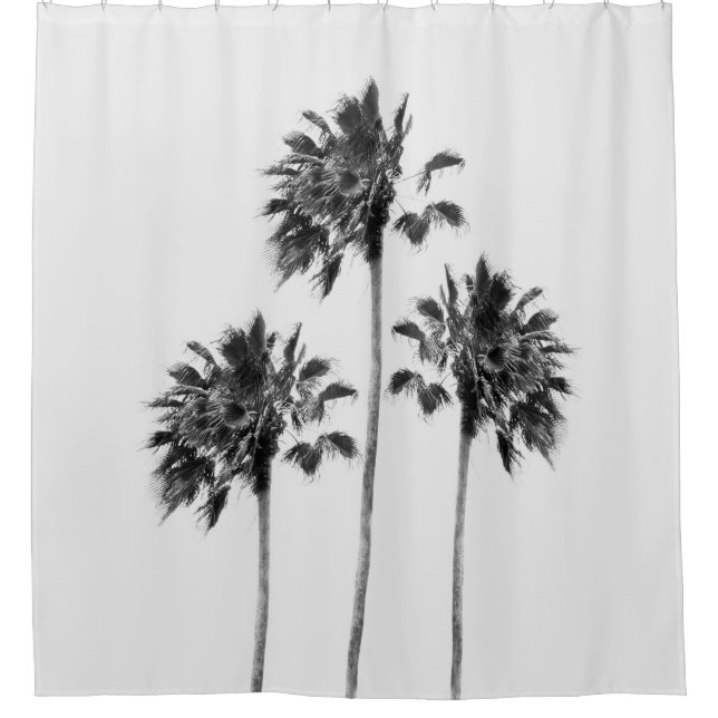 Black & White Palm Trio Finesse #1 #tropical #wall Shower Curtain (Front)