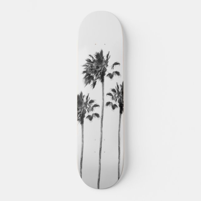 Black & White Palm Trio Finesse #1 #tropical #wall Skateboard (Front)