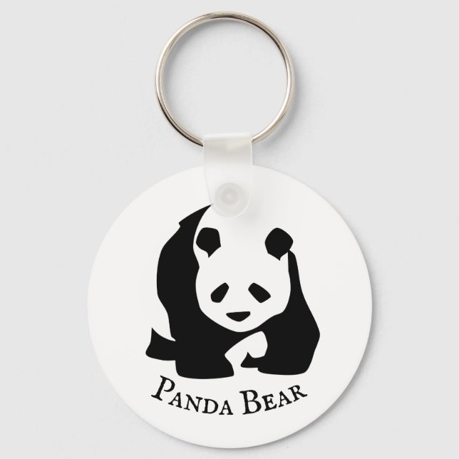 Black White Panda Bear Key Ring (Front)