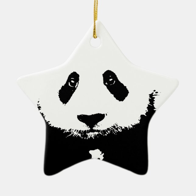 Black & White Panda Ceramic Ornament (Front)