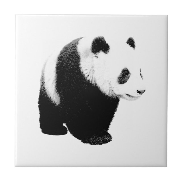 Black & White Panda Ceramic Tile (Front)
