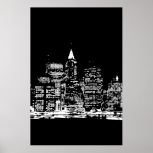 Black & White Panoramic New York City Poster