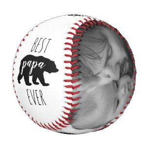 Black & White Papa Bear Father's Day Custom Photo Baseball