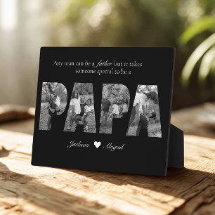Black & White Papa Photo Collage Keepsake Plaque