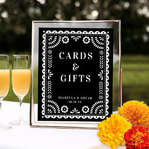 Black & White Papel Picado Wedding Reception Sign