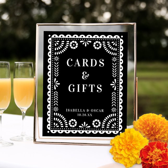 Black & White Papel Picado Wedding Reception Sign (Creator Uploaded)
