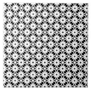 Black White Paper Flower Chain Pattern   Ceramic Tile