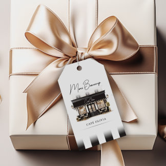 Black & White Paris Café Birthday Favour Gift Tags
