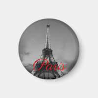 Black White Paris City Night Eiffel Tower European