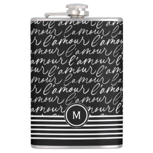Black & White 'Paris dreaming'  Hip Flask