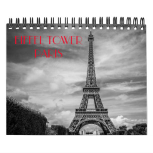 Black & White Paris Eiffel Tower Calendar