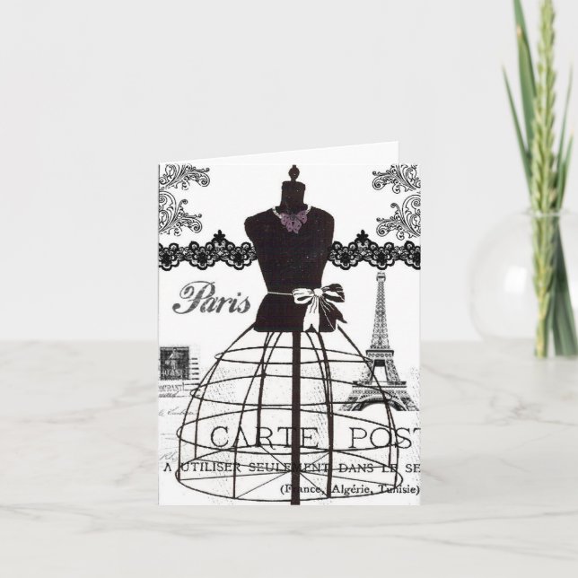 Black White Paris Fashion Mannequin Card (Front)
