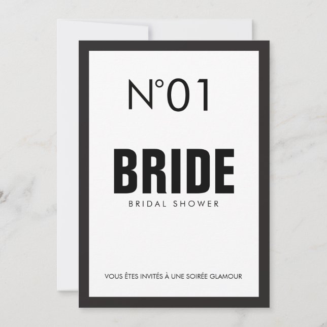 Black & White PARIS Theme BRIDAL SHOWER Party Invitation (Back)