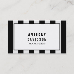 Black White Pattern Border Striped Business Card