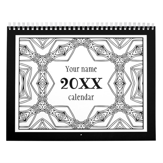 Black & White Pattern Colouring Book Calendar (Cover)