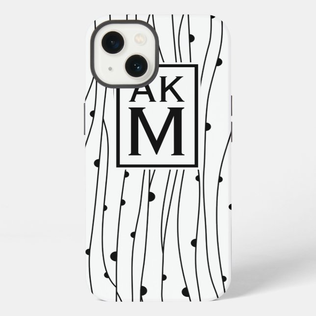 Black & White Pattern Monogram iPad Mini Case (Back)