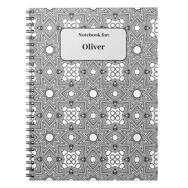Black&White Pattern name tag Notebook (Front)