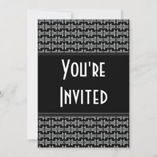 Black White Pattern Party Invite