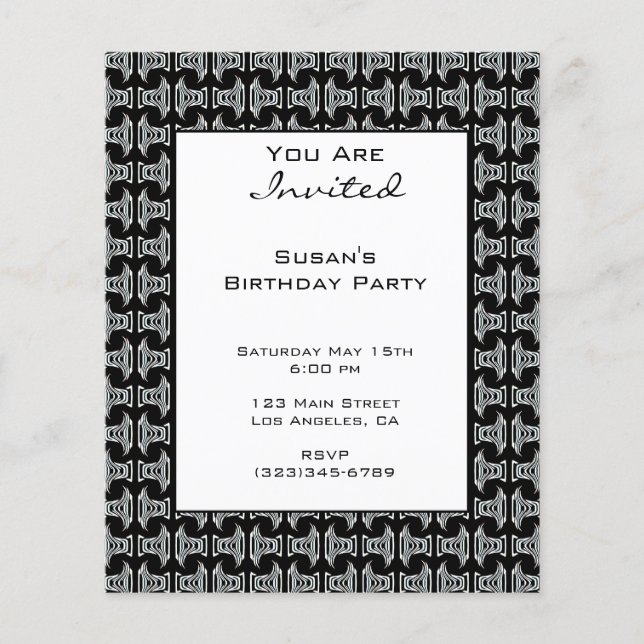 Black White Pattern Party Invite (Front)