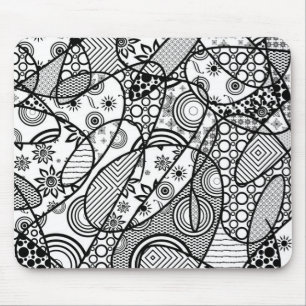 Black & White Pattern Patchwork 01 Mouse Pad