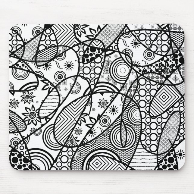 Black & White Pattern Patchwork 01 Mouse Pad (Front)