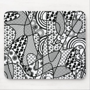 Black & White Pattern Patchwork 02 Mouse Pad