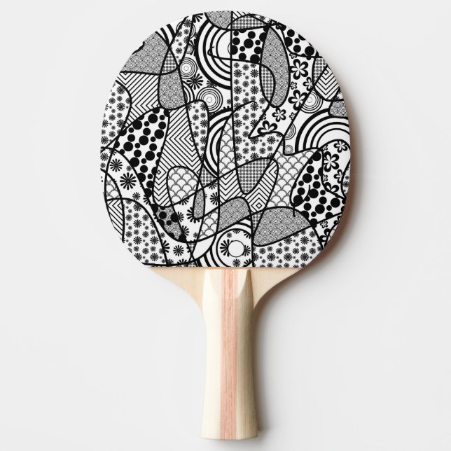 Black & White Pattern Patchwork 02 Ping Pong Paddle (Front)