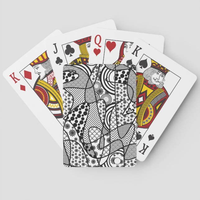 Black & White Pattern Patchwork 02 Playing Cards (Back)