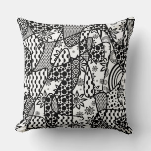Black & White Pattern Patchwork 03 Cushion