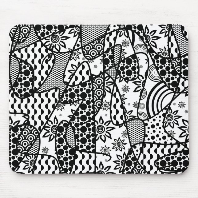 Black & White Pattern Patchwork 03 Mouse Pad (Front)